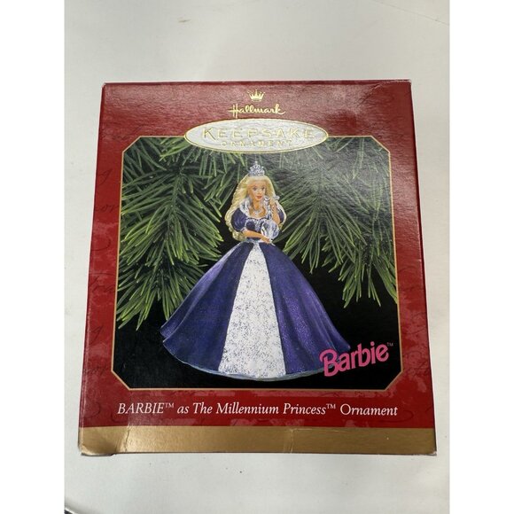 2 Hallmark Barbie Ornaments 2001 Christmas Celebration And Millennium Princess - Picture 2 of 11